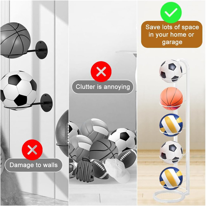 Стеллаж для м'ячів: футбольний, волейбольний, багатоярусний, білий. Зберігання та демонстрація м'ячів