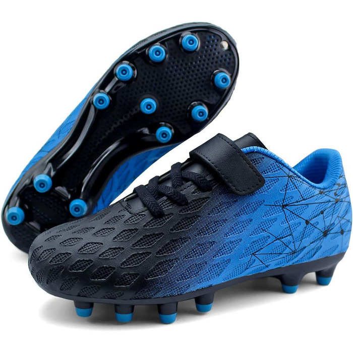 Дитячі футбольні бутси JABASIC Firm Ground для хлопчиків та дівчаток (26 EU, чорний, синій)
