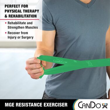Еспандер стрічковий CanDo Multi-Grip, середній рівень, зелений, фітнес-стрічка для тренувань
