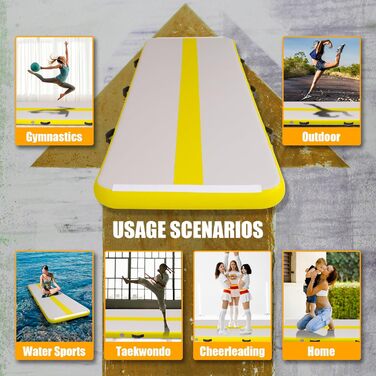 Надувна гімнастична матка Feath-R-Lite 10ft (3м) для дому, йоги, челедингу, 4 дюйми, з електричним насосом (FR-GELB)