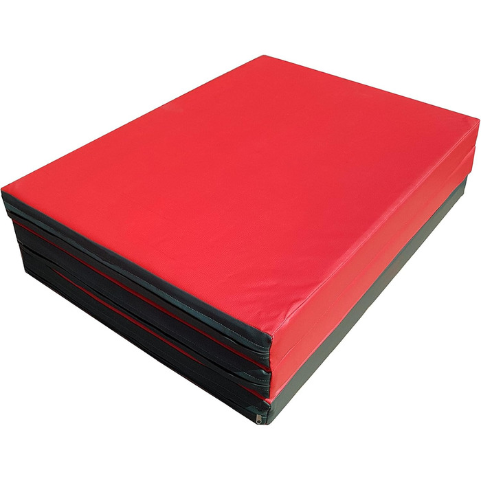 Складаний гімнастичний мат NiroSport 210x100x8 см, водонепроникний, для фітнесу, спорту, захисний, гостьове ліжко, червоний/зелений