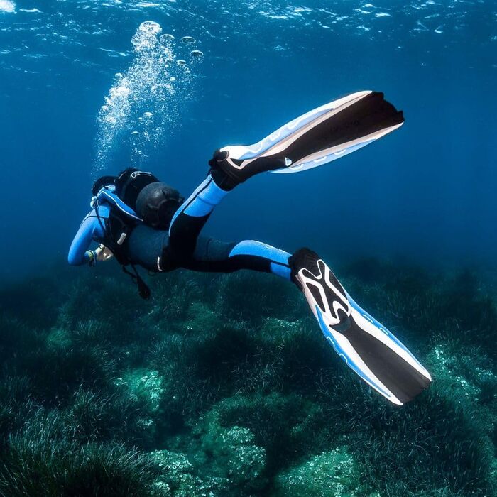 Ласти AQUALUNG PHAZER для дорослих, інноваційна Wave Rib-технологія, збалансований і гідродинамічний дизайн, ідеально для дайвінгу та снорклінгу, розмір L, біло-сині