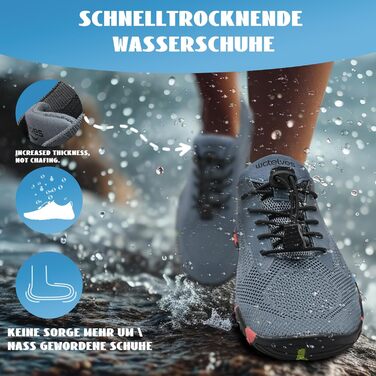 Водні шкарпетки WateLves для плавання, серфінгу та водних видів спорту. Швидка сушка, дихаючі, для жінок та чоловіків, розмір 36-48 EU, сірі та сині кольори.