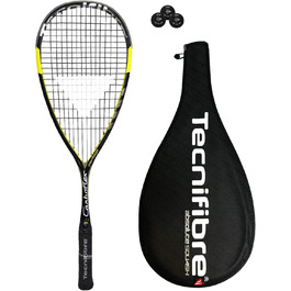 Тенісний ґравійний м'яч Tecnifibre Carboflex 125 Heritage для сквошу (різні варіанти) (1 ракетка та 3 професійні м'ячі для сквошу)