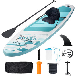 Надувна SUP-дошка VEVOR 323x84x15 см з сидінням, комплект: весло, насос, рюкзак, аксесуари, для дорослих та підлітків, синя