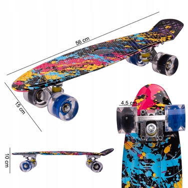 Скейтборд MalPlay Fiszka зі світлодіодними колесами 60 мм, 56x15 см, підшипники ABEC-7