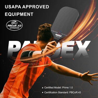 Професійний ракетковий пристрій для піклболу з вуглецевого волокна, 16 мм Power-PP серцевина, схвалений USAPA