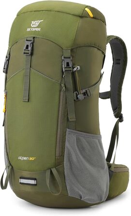 Рюкзак SKYSPER Alpen30 30л для туризму, з вентильованою спинкою, армійсько-зелений, для походів і гір, міський туристичний рюкзак