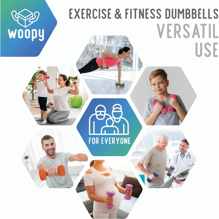 Набір неопренових гантелей WOOPY 2×1 кг для жінок, фітнес, йога, пілатес, рожеві