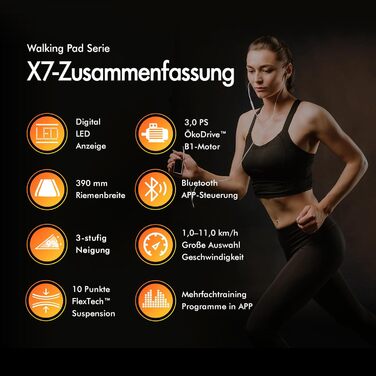 Біговий тренажер BLACK LORD X7 - Walking Pad з тихим мотором 3.0PS, до 130кг, Bluetooth, 3 рівня нахилу, антиковзаюча поверхня (Срібний)