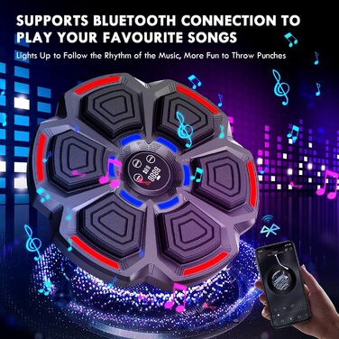 LED музичний бокс-машина Bluetooth з рукавичками, електронний тренажер для боксу, 9 режимів швидкості, підрахунок ударів, легкий монтаж