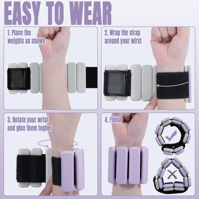 Набір манжет для ніг Sportneer 2 шт. (0,5 кг та 1 кг) для йоги, танців, аеробіки (0,5 кг*2, фіолетовий)