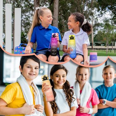 Спортивна пляшка для води 1 літр з міткою часу, витокозахисна, для велосипеда, школи, офісу, фітнесу (500 мл, бурштиново-помаранчевий)