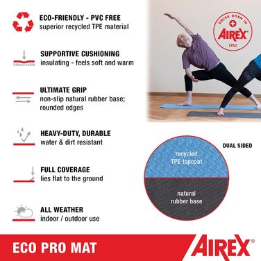 Йога-мат Airex Eco Grip, екологічний, антиковзкий килимок для йоги