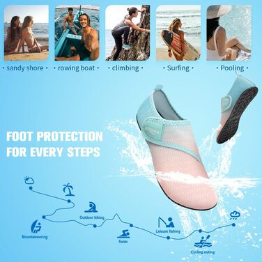 Шкарпетки для плавання WateLves: аквашузи для чоловіків та жінок, шкарпетки для басейну та пляжу, дихаючі, швидковисихаючі, унісекс, 38/39 EU, блакитний/оранжевий