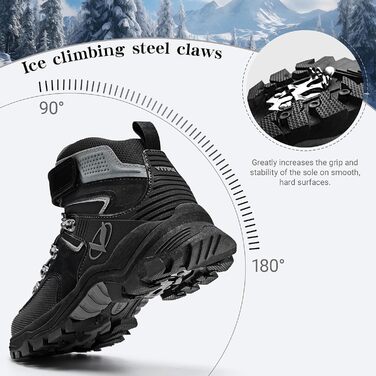 Зимові черевики для хлопчиків ASHION, 39 EU, чорні: утеплені, для трекінгу та ходьби