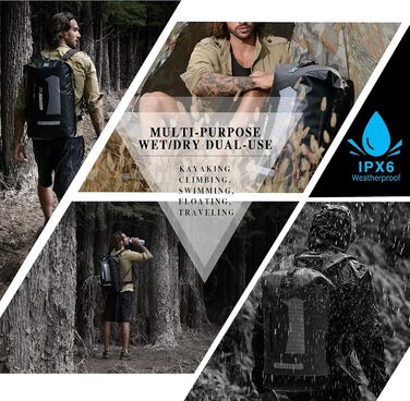 Водонепроникний рюкзак IDRYBAG Dry Bag 30L: сухий, плаваючий, для подорожей, каякінгу, чорний