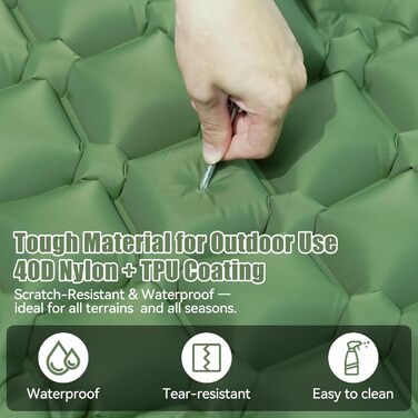 Isomatte самонадувна туристична, килимок для кемпінгу Ultraleicht з помпою та подушкою, водонепроникний, для відпочинку на природі