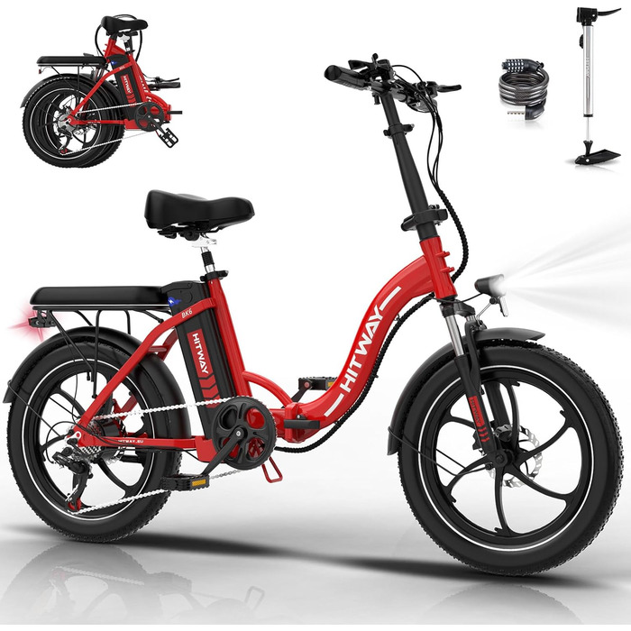 Електровелосипед HITWAY BK6SL 20x3.0, 36В/13Аг, 250Вт, 50-100км, складаний алюмінієвий рама, 7-швидкостей
