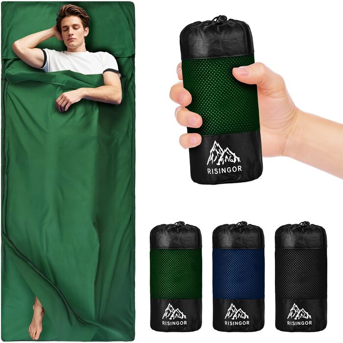 Спальний мішок бавовна, ультралегкий туристичний спальник з двосторонньою блискавкою, спальник для кемпінгу та піших прогулянок (зелений)