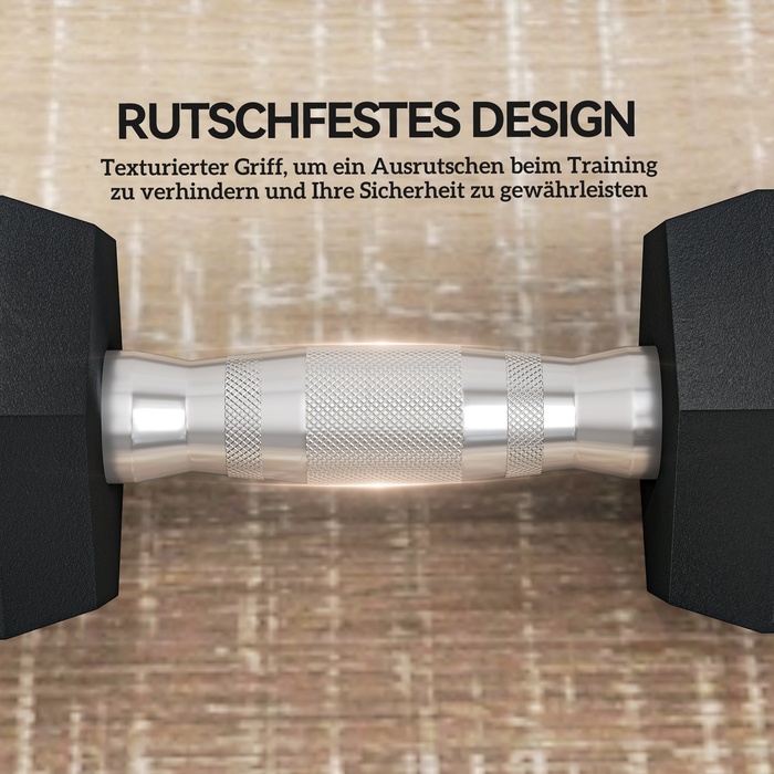 Набір гантелей Hexagon, 2 шт. з рифленим руків'ям, набір коротких гантелей з чавуну, 2 x 6 кг, гантелі для чоловіків та жінок, для дому, спортзалу, силових тренувань