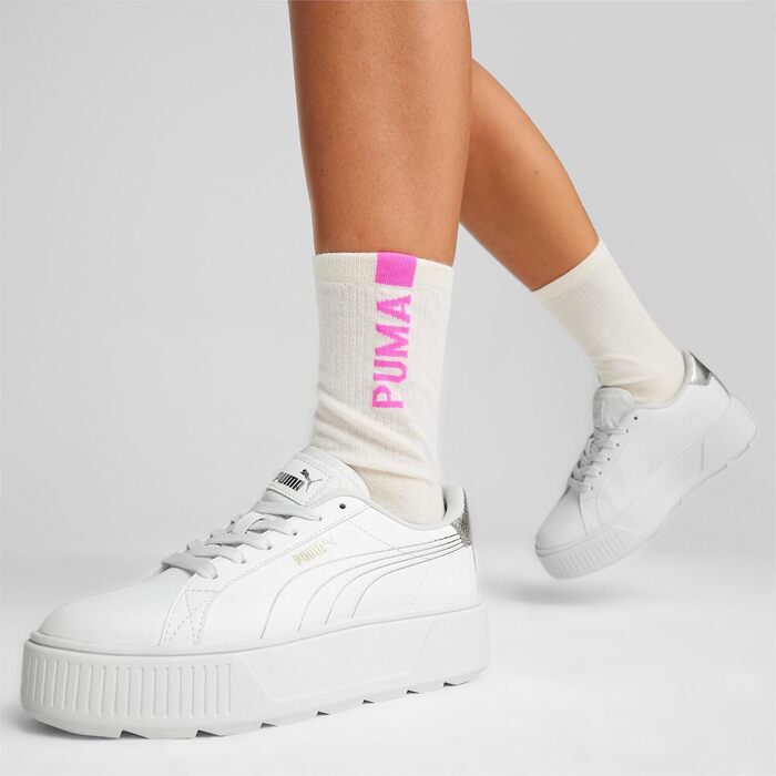 Жіночі кросівки Puma Karmen L біло-сріблясті з золотистими деталями, розмір 38.5 EU