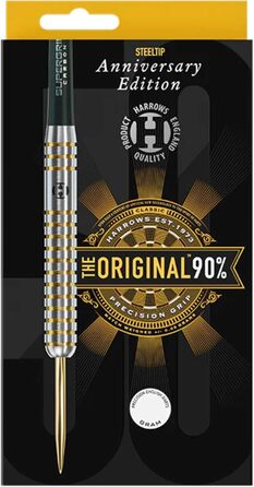 Дротики Harrows Original 90% вольфраму 24 г з сталевим наконечником, карбонові шахти Supergrip, набор 3 шт, ювілейні оперення 100 мкн