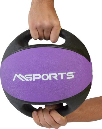 Медичний м'яч з ручками MSPORTS Premium 6 кг, ліловий, професійна якість для фітнесу та реабілітації