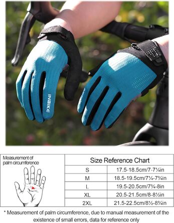 Велосипедні рукавички INBIKE для чоловіків, 2 пальці, сенсорний екран, ударостійкі, дихаючі, IHC406 (Блакитний, S)