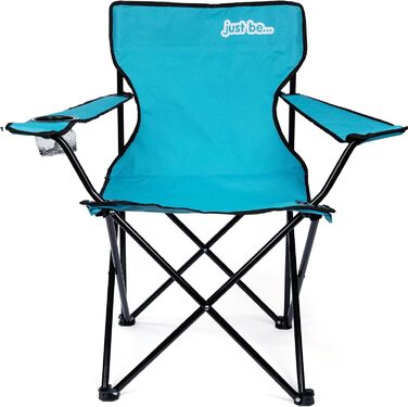 Крісло для кемпінгу, складане рибальське крісло з підлокітниками та тримачем для напоїв, блакитне
