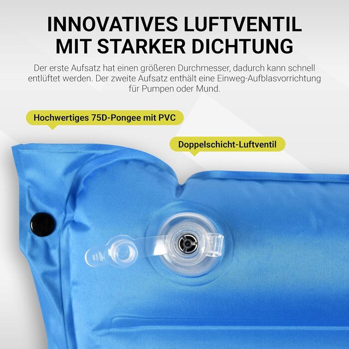 MSPORTS Кемпінговий килимок Premium, Ultraleichte Isomatte для відпочинку на природі з насосом для ніг, вологостійкий, для піших прогулянок, кемпінгу, пляжу (Королівський синій)