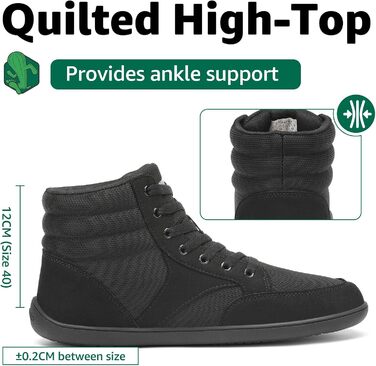 Черевики Barfußschuhe Saguaro High-Top (широка передня частина) чорні, розмір 36-48