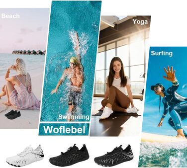 Взуття Barfuss для жінок та чоловіків: водонепроникні шкарпетки, кросівки для плавання, дихаючі, швидко сохнуть, 36-46 EU (41 EU, чорний сріблястий)