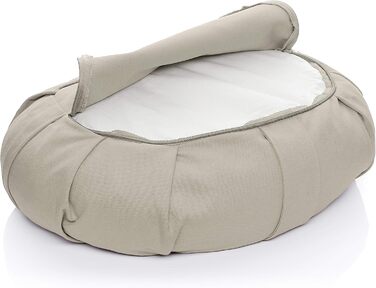 Подушка для йоги BODYMATE Halbmond 42x30x15 см, сіра, з гречаним лушпинням, знімний чохол з бавовни