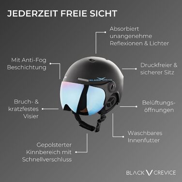 Лижний шолом Black Crevice Saalbach з візором у стилі пілота, для чоловіків і жінок, унісекс, регульований розмір, запасний візор, для сноуборду та лиж