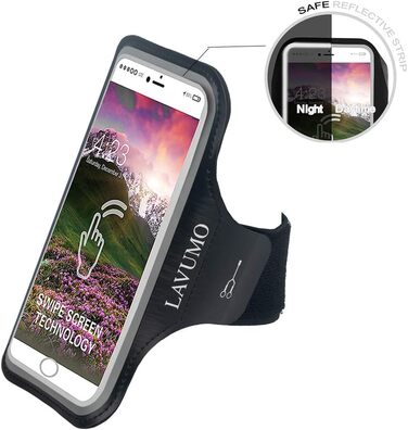 Спортивний браслет на руку для iPhone 16 Pro Max, 16 Plus, 15 Pro Max, 15 Plus, 14 Pro Max, Samsung S24, S23, S22 Ultra. Тримач для телефону на руку для бігу та спорту, чорний. Підходить для телефонів 6.3'-7.0'