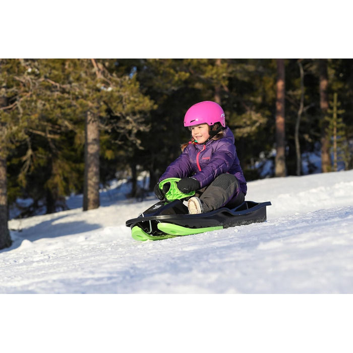 Дитячі сани STIGA Snowpower з кермом, від 5 років, зелено-чорні