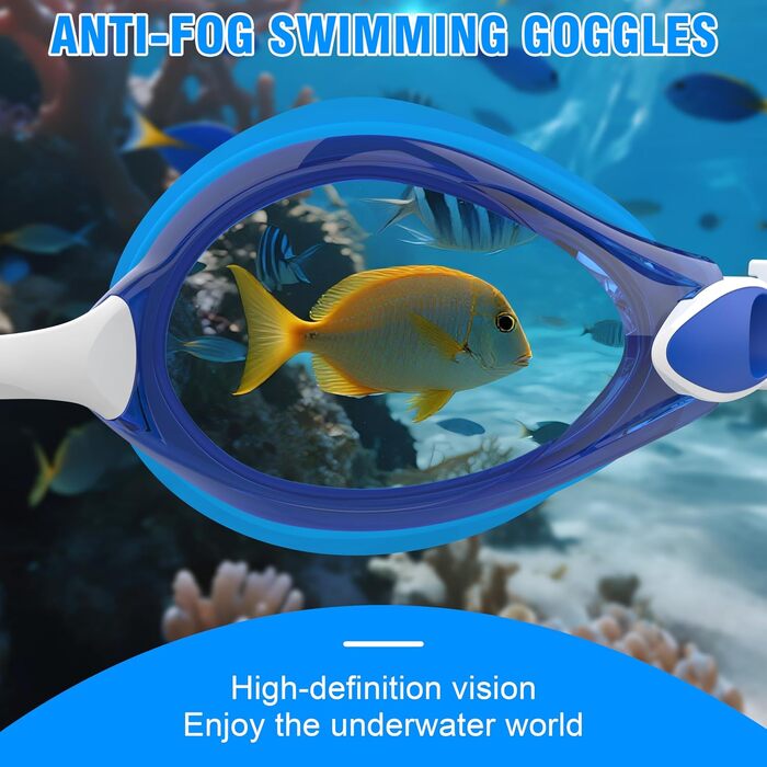 Маска для плавання Schwibrille унісекс, антизапітніюча, водонепроникна, з UV-захистом (M, блакитна)