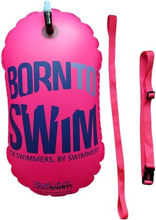 BornToSwim буєр для плавців, без сухої кишені, 28x49 см, рожевий, з логотипом, для безпеки на воді