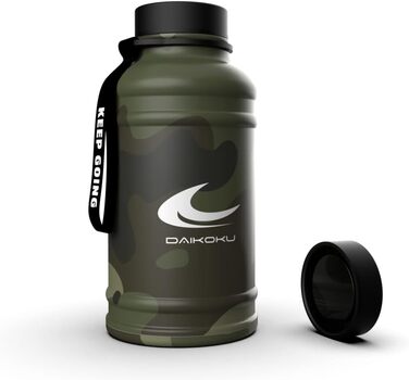Термос-бутилка Daikoku з нержавіючої сталі 1,3 л, BPA Free, подвійні стінки, збереження температури 12-24 год, для спорту, фітнесу, зелений камуфляж