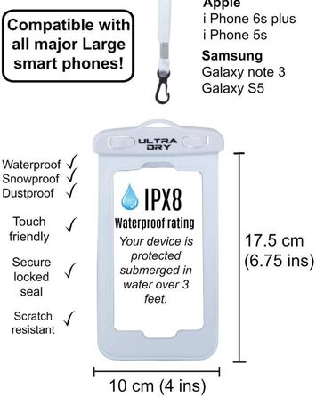 Водонепроникна сумка-мішок Ultra Dry Adventurer 5L з кишенею для телефону та регульованим плечовим ременем для каякінгу, риболовлі, кемпінгу (Блакитна)