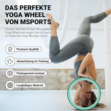 Йога-колесо MSPORTS Premium м'ятне — допоміжний аксесуар для йоги, тренувань, розтяжки