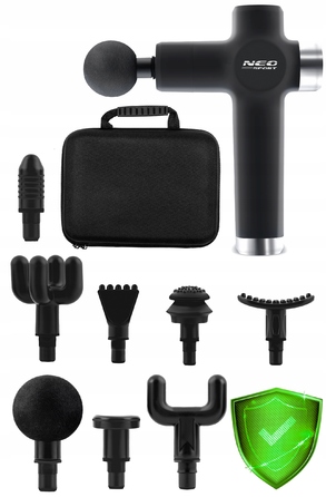 Перкусійний масажер для тіла Neo-sport NS-501, 8 насадок, чорний