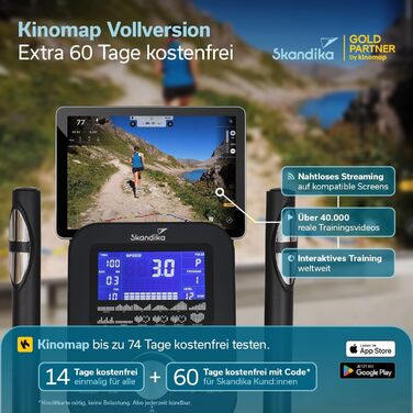 Еліптичний тренажер Skandika Crosstrainer Carbon P18: 32 рівні опору, 13 програм, LCD дисплей, сумісність з додатком, до 135 кг
