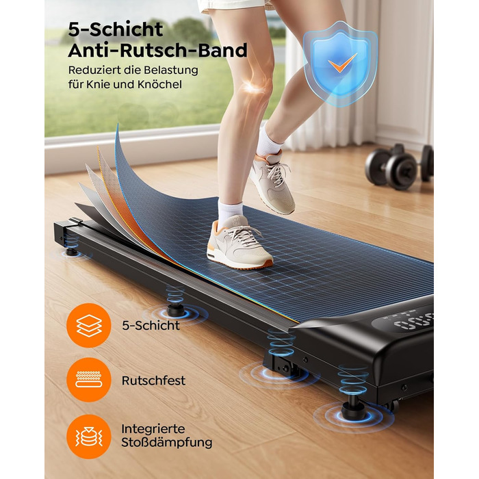 Електрична бігова доріжка Walking Pad для дому з пультом, компактний тренажер під стіл для фітнесу