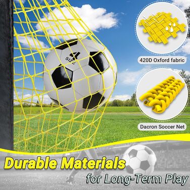 Ворота для футболу Happy Jump Pop-Up – складані для дітей та дорослих | 1 або 2 ворота: 120x90 / 152x110 / 213x152 см | З м'ячем, насосом, конусами та мішенню | Для саду та подарунка