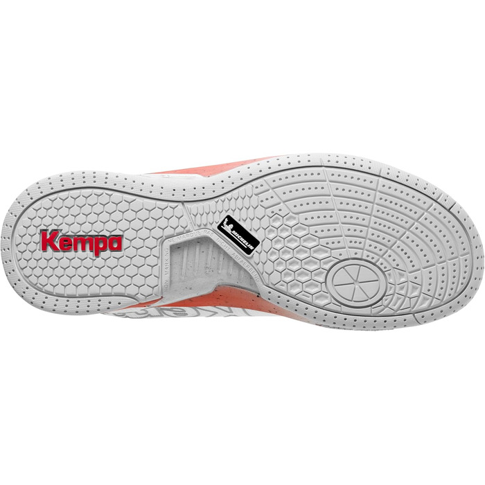 Жіночі кросівки Kempa Attack Pro 2.0 – легкі та дихаючі для занять спортом, бігу та відпочинку. Біло-червоні, розмір 36 EU