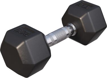 Гантелі шестигранні GORILLA SPORTS 8 кг – гумові, гантель для фітнесу, силових тренувань, рифлений хромований гриф