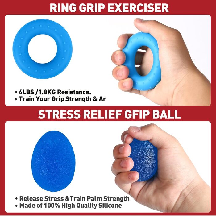 Набір для тренування сили рук та пальців GoorFach (6 шт.) - регульований підсилювач хвата, тренажер для фітнесу, синій