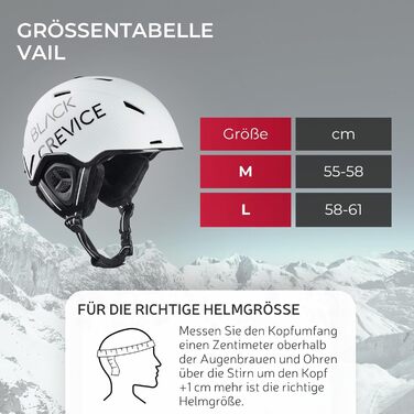 Лижний шолом Black Crevice Vail, ударостійкий, спортивний дизайн, для чоловіків та жінок, дихаючий, регульований розмір, білий матовий/сріблястий, L (58-61 см)